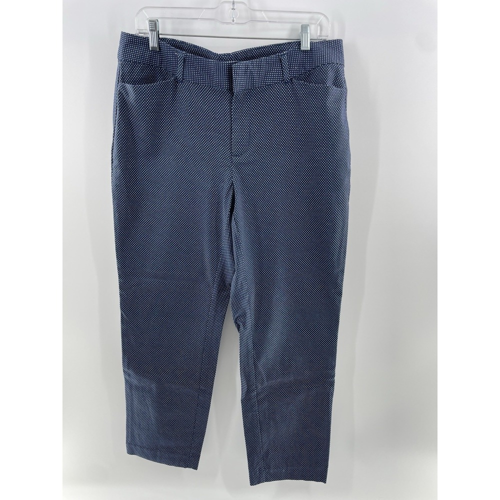 Faded Glory Pants Womens Mid Rise Size 12 Blue White Dots Cotton Blend Pockets